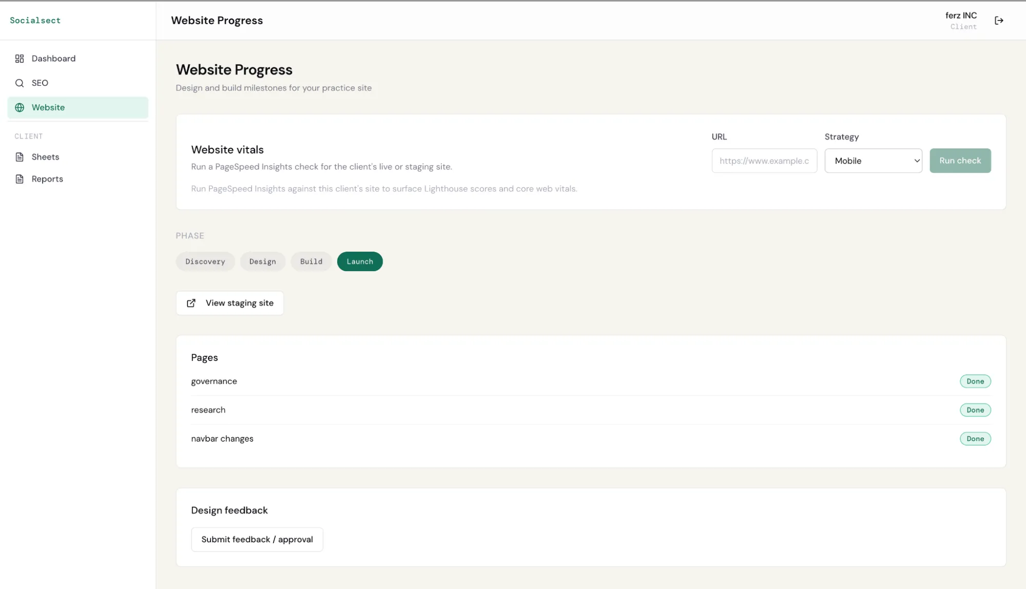 Client Dashboard screenshot