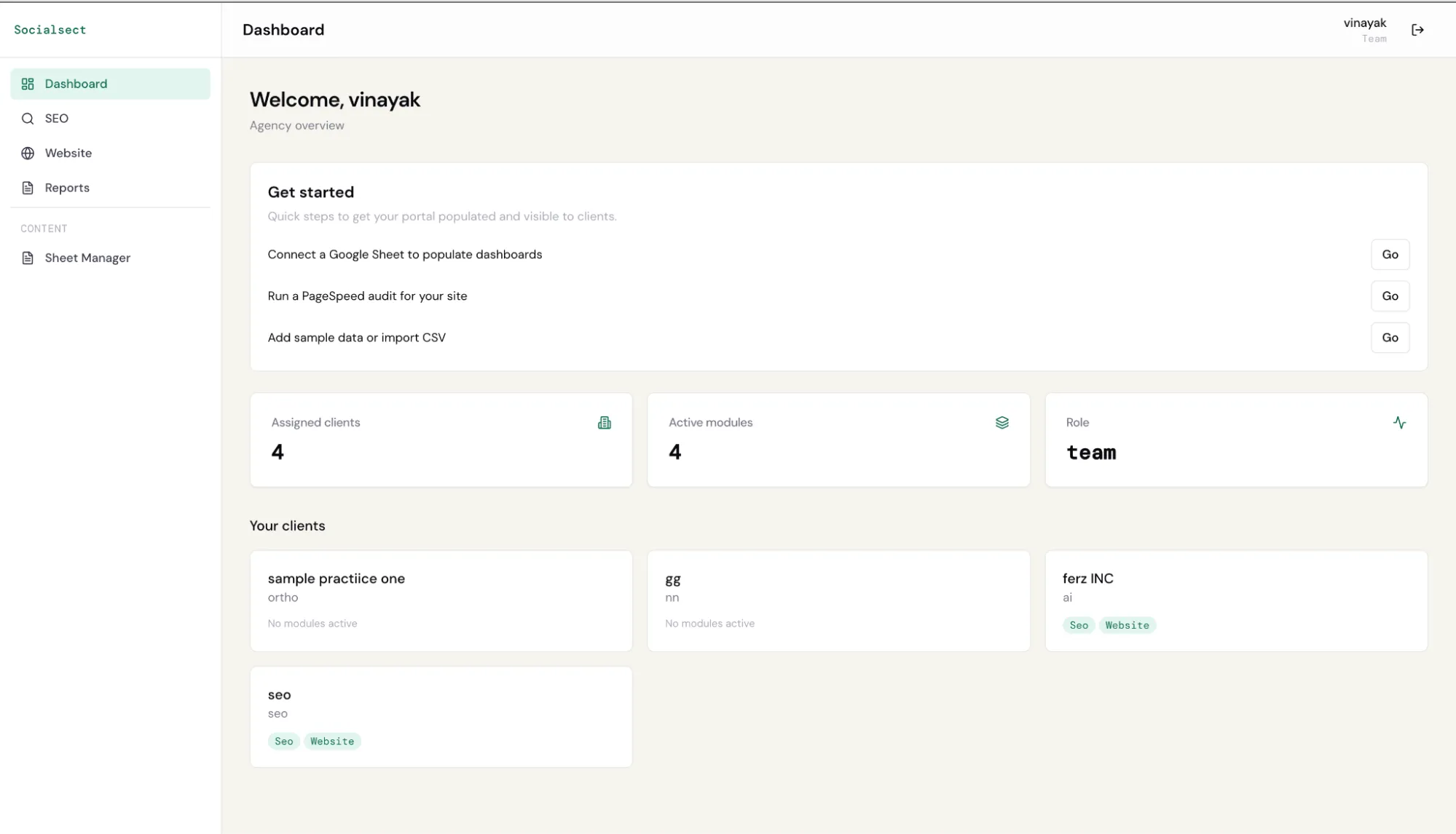 Client Dashboard screenshot